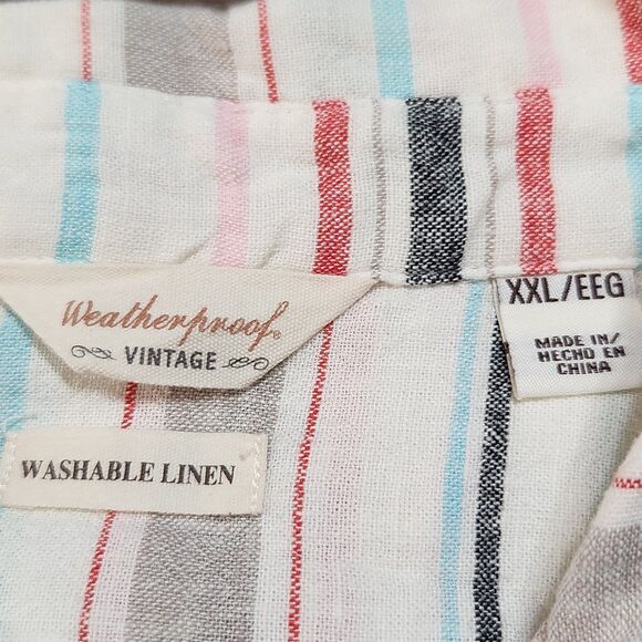 Weatherproof Vintage Linen SS Full Button Tie Shirt NWT XXL - Picture 5 of 8